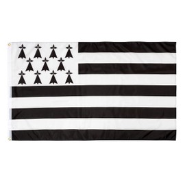 PHENO FLAGS Brittany Flag – Brittany Flag 90 x 150 cm with Brass Eyelets – Weatherproof Flag for Flagpole – 100% Polyester