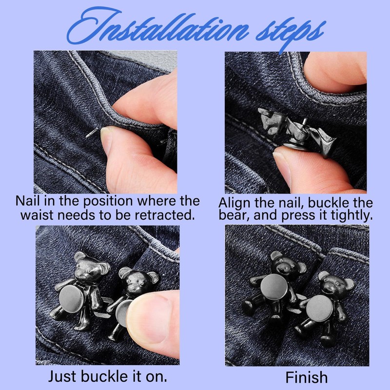 LRITER Button Pins for Jean, Adjustable Jean Buttons for Loose