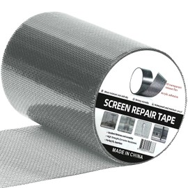 HOFUDON 4in X 20ft Window Screen Repair Tape Grey- Heavy Duty 3-Layer Adhesive, Waterproof Fiberglass Mesh