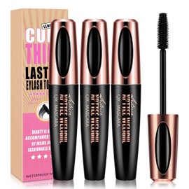 3 Pcs 4D Silk Fiber Lash Black Mascara, Longer & Thicker Lashes, Waterproof, Clump-Free, Long-Lasting, Smudge-proof, Hypoallergenic, All Day Luxurious Looking Lashes