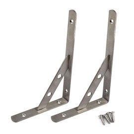 200x140mm Heavy Duty Shelf Brackets Removable Stainless Steel Triangle Shelf Supporters Wall Mounted Corner Brackets with Screws (Pack of 2)