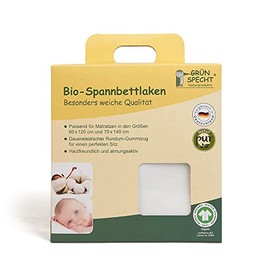 GRÜNSPECHT Organic Fitted Sheet Made of 100% Cotton (Controlled Organic Organic), Suitable for 60 x 120 cm and 70 x 140 cm Mattress, Skin-Friendly and Breathable, GOTS, (657-V1)