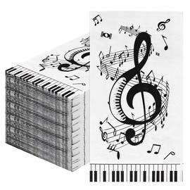 SietDESEO 50 Pieces 3-ply Music Note Napkins 13 x 15.7 Inch Guest Bathroom Napkins Disposable Hand Towels for Bathroom Wedding Birthday Music Themed Party Paper Dinner Napkin