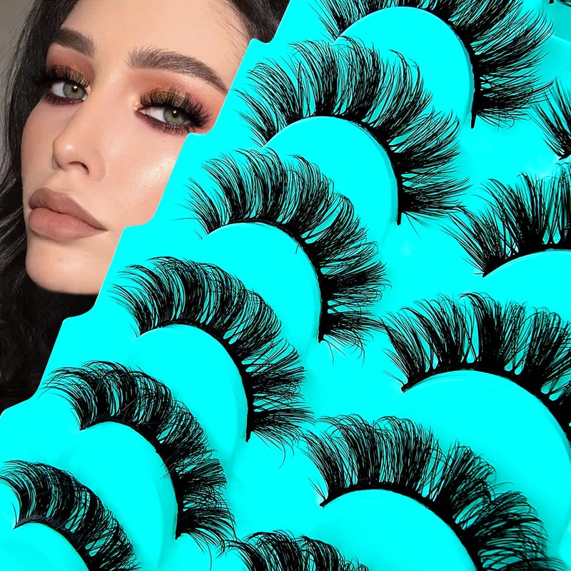7 Pairs of 3D False Eyelashes, Cat Eye, Fluffy Volume,