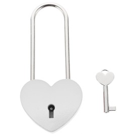 Baluue Love Lock Heart Padlock with Key, 10CM Diary Lock White Wishing Locker Lock for Valentine's Day Present Decor