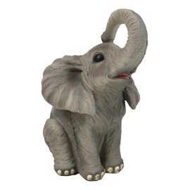 Safari Savanna Grasslands Wildlife African Bush Elephant Lifting Trunk Figurine
