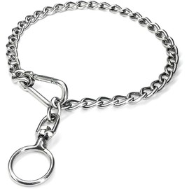 Dog Chain Collars Stainless Steel Chew Proof Dog Necklace Anti Winding Dog Leash Extension Lead for Small Medium Large Dogs Training and Walking (Silvery, L)