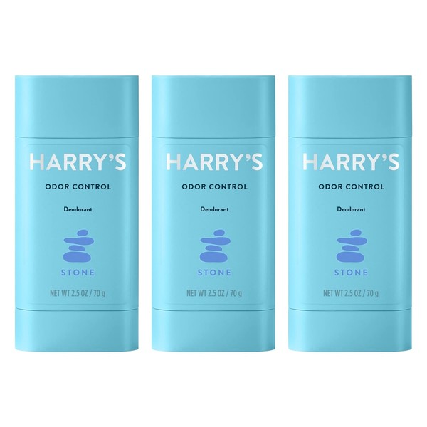 Harry's Men's Odor Control Deodorant, Aluminum-Free, Stone, 2.5 Oz, 3 Count (pack of 1)