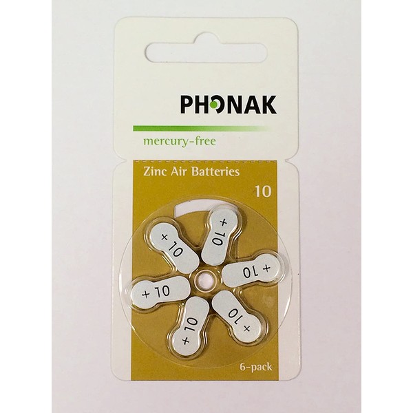 Phonak Mercury Free Size 10 Zinc Air Hearing Aid Batteries (60 Batteries)