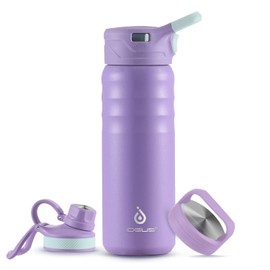 IDEUS Vakuumisolierte Wasserflasche, 24 Oz (710 ml) Edelstahl Doppelwand Flasche Metall Sport Kantine mit auslaufsicherem Schraubverschluss (Violett)