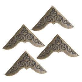 NUOBESTY Set of 4 Vintage Protective Corners, DIY Corner Decoration, Metal Corner Protection, Vintage Brass Hammer Metal Decoration, Table Decoration, Furniture Decorations, Corner Protection