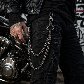 Miglaja Wallet Chain -Chains for Pants Jeans Purse Bag, Punk Gothic Style，Suitable for Parties/Stage Performances/Everyday Wear, emo Y2K Goth Accessories (Thorn Circle)