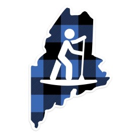 Retroplanet Vinyl Sticker; Maine Paddle Boarding Plaid State Pride, Die Cut Sticker