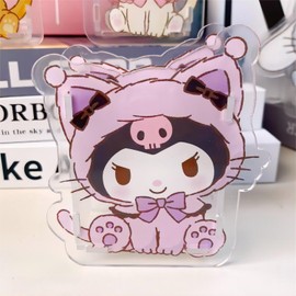 GOUYORQU 2 Pieces Cute Pen Holder，Kawaii Mini Clear Acrylic Pencil Holder，My Melody and Kuromi Desktop Organizer Stationery Storage Holder for Kids Girls，Easy Assembly Anime Pencil Cup Desk Decor