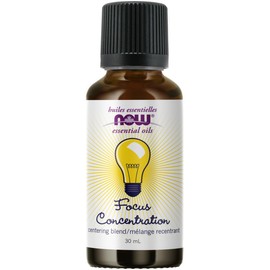 NOW NOW Essential Oils, Mental Focus Oil Blend, Centering Aromatherapy Scent, Blend of Pure Essential Oils, Vegan, Child Resistant Cap, 30mL