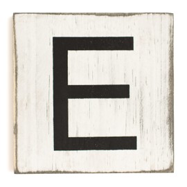 Stiles Letter Tiles, Wall Decor, Wooden Crossword Letters for Living Room, Dining Room, Kitchen, or Bedroom, Family Signs for Home 3.5 Inch,Rustic, Letter E