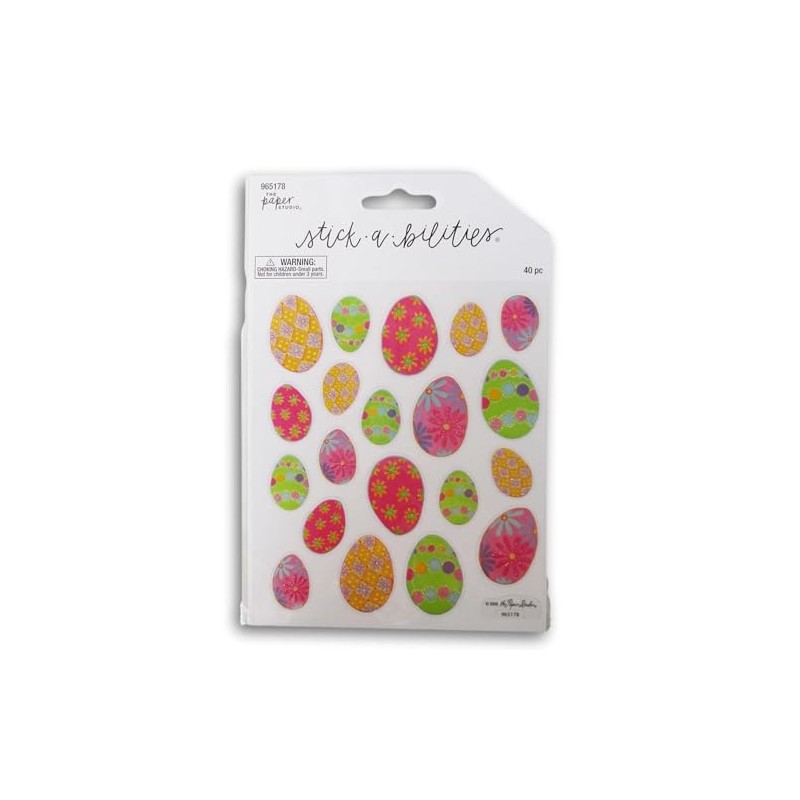 Easter Eggs Glitter Stickers - 40 Pieces