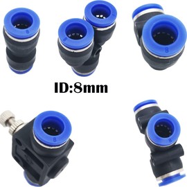 Pneumatic Connector, CESFONJER 16 Pieces Air Push Quick Fittings Kit, for 8 mm PU/PE/Nylon Pipe (Y+T+L+I Type + Pipe Throttle Valve Combo)