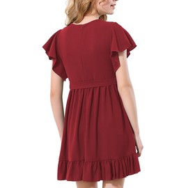 Tween Girl Valentines Day Red Dress A-Line Knee Length Formal Party Girls Valentines Dresses 10-11 Years