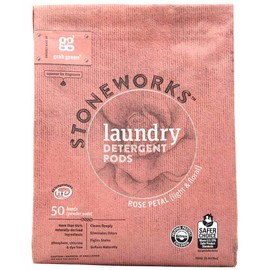 Grab Green Stoneworks Natural Laundry Detergent Powder Pods, Rose Petal, 50 loads