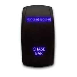 Chase Bar Laser Etched 5-Pin Single Pole Single Throw Vertical Rocker Switch ON-Off SPST Toggle Switch 20A 12V, Blue