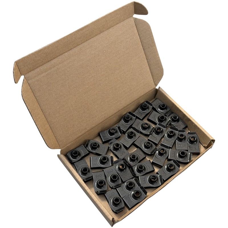 30 PCS U Nut Clips,Black Metal Clip-On Nuts,M6 Screw U-Clips