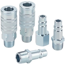 HOOTSUM 1/2” Air Hose Fittings Set, High Flow 2PCS I/M Industrial Type Coupler with 1/2” MNPT, 3PCS Plugs with 1/2” NPT, 5PCS Steel Air Compressor Accessories Quick Connect Fittings 300PSI