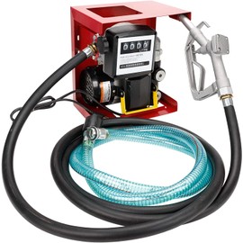 110 Volt Electric Diesel Oil Fuel Transfer Pump Self Priming Display Meter with 13ft Hose & Fuel Nozzle Kit