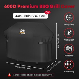 Zettum BBQ Cover 129 CM - 7139 Grill Barbecue Cover for Weber Spirit II 300 and Spirit 300 Series Heavy Duty & Waterproof, PU Cover for Weber Spirit I & II E310, E330, E315(129 L x 45 W x 106 H cm)