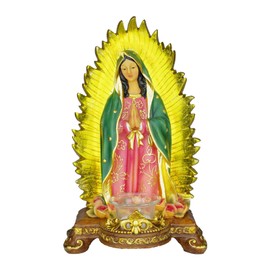 PSYHILAR Virgen de Guadalupe Statues, 12-Inch Our Lady of Guadalupe Virgin Mary Figurine Tea Light Candle Holder, Large Resin Virgencita Maria Estatua