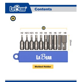 LABEAR - 10-Piece security Hex Head Allen Wrench Screwdriver Bit Set. S2 Steel 1" Metric Tamper Hex Bits for Assembly(H2, H2.5, H2.5, H3, H3, H4, H5, H6, H7, H8)