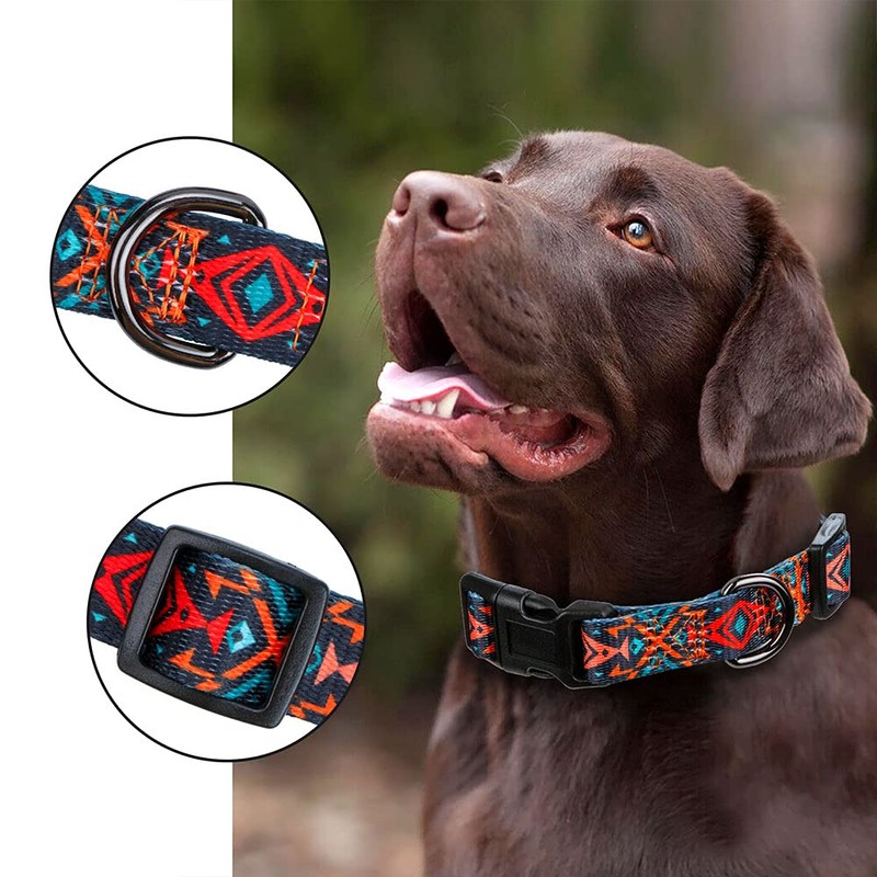 Rhea Rose Tribal Dog Collar Aztec Pattern Adjustable Collars Small