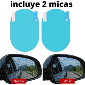 2 Micas Antilluvia Retrovisor Espejo Auto Moto Mica Película Antilluvia Antiniebla para Ventana y Retrovisor Fácil Aplicación Transparente A Prueba de Lluvia, 2 Mica para Espejos Laterales