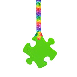 Sensory Oojamabobs - Puzzle Pendant chew Necklace - Autism - Green with Lanyard (6 Designs Available!) (54cm, Rainbow Leaves)