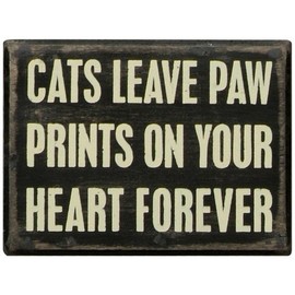 Primitives by Kathy Box Sign, 4 by 3-Inch, Cats Paw Prints