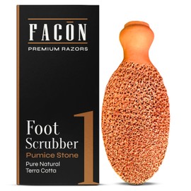 Facón Pumice Stone for Feet Callus Remover - Terra-Cotta Foot Scrubber with 2 Sides, 100% Pure Natural Foot Pumice Stone, Pedicure Pumice Stone Scrubber, Foot Exfoliator, Removes Calluses & Dead Skin