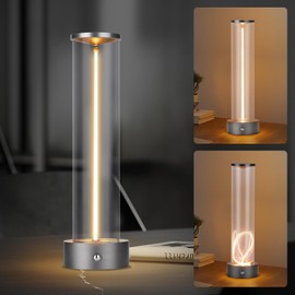 HAPYGI Indoor/Outdoor Portable Metal Table Lamp, Rechargeable Wireless Touch Switch Table Lamp, 3 Speed Dimming Battery Powered Compact Table Lamp, Restaurant/Bedroom/Bar/Cafe/Camping Lights