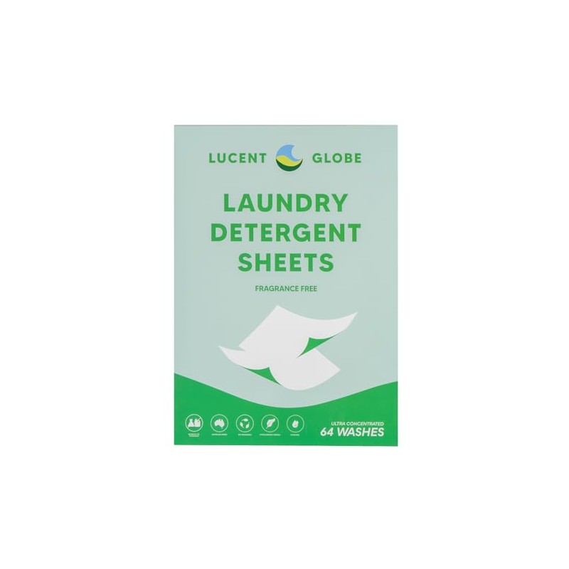 Lucent Globe Sensitive Fragrance Free Laundry Detergent Sheets, 64 Washes,