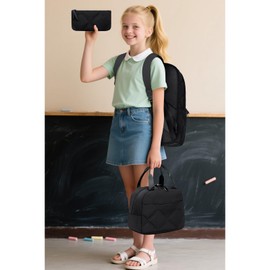 CAMTOP Backpack for girls backpack with lunch box set kids backpack for School Bookbag (Black)