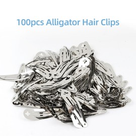 Lawie 100 Pieces 2 Inch Thin Fine Hair Metal Snap Clips with Cross Hole,5 CM Silver Small Plain Hair Barrettes Hairpins Hair Clips for Women Girls Kids,Craft DIY Base Hair Clips Accessories