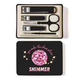 TTJHGYQO 6-Piece Nail Clipper Set with Nail File, Tweezers and ingrown toenail Removal kit Travel Nail kit for Men and Women (Shimmer Black)