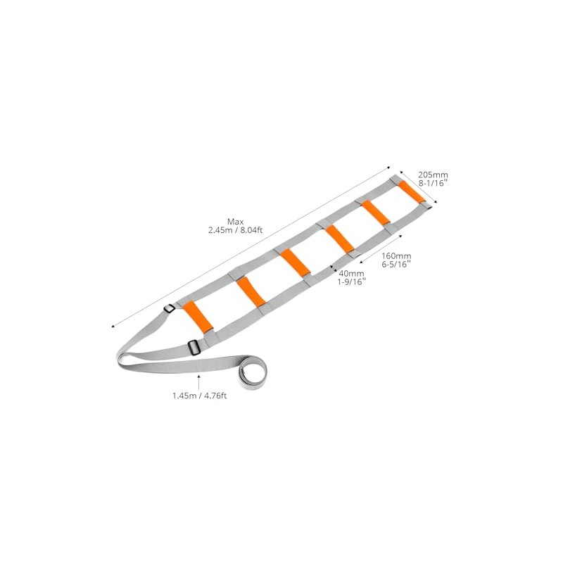 QWORK Bed Ladder with 6 Foam Handles - 2.45 m