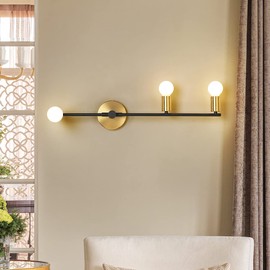 Yenigy 3 Lights Modern Wall Sconces,Vintage Lighting,Wall Mounted Lights,Porch Hallway Wall Lamp for Living Room Bedroom Bathroom Mirror (Gold, 1)