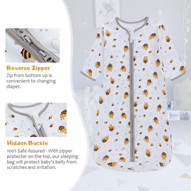 Miracle Baby Long Sleeve Sleep Sack 2 Pack Wearable Blanket Baby 100% Cotton Sleeping Bag for Newborn Infant Toddler, Bee+star, 0-6 Months