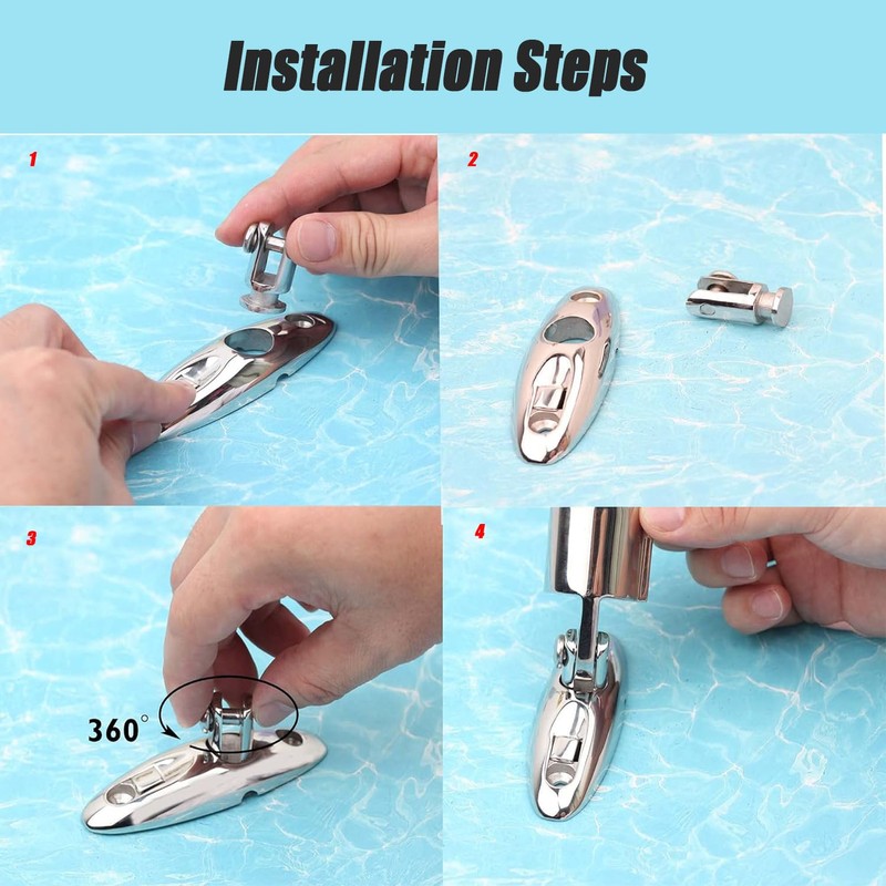 Baieasy Bimini Top Hardware, Deck Side Mounted Quick Release Hinges,