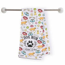 Dog Mom Kitchen Towel Pet Dish Towel Dog Handtowel for Bathroom Pet Lover Gift Puppy Owner Gift (DOGMOM-KT)