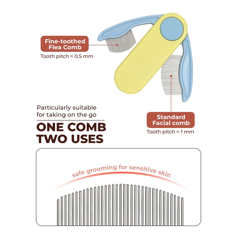 ETIALURE Portable Flea Comb for Small Dogs & Cats, Professional