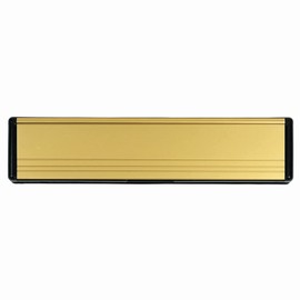 Keypak 12" (30.6cm) Sleeved Letter Box – Anti-Snap Flap & Draught Excluder for 20–40mm uPVC, Composite & Timber Doors (Black/Polished Gold)