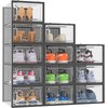 12-Pack Clear Stackable Shoe Storage Bins with Black Frame –