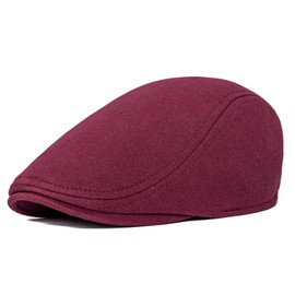 VOBOOM Men's Cotton Flat Ivy Gatsby Newsboy Driving Hat Cap (Burgundy)